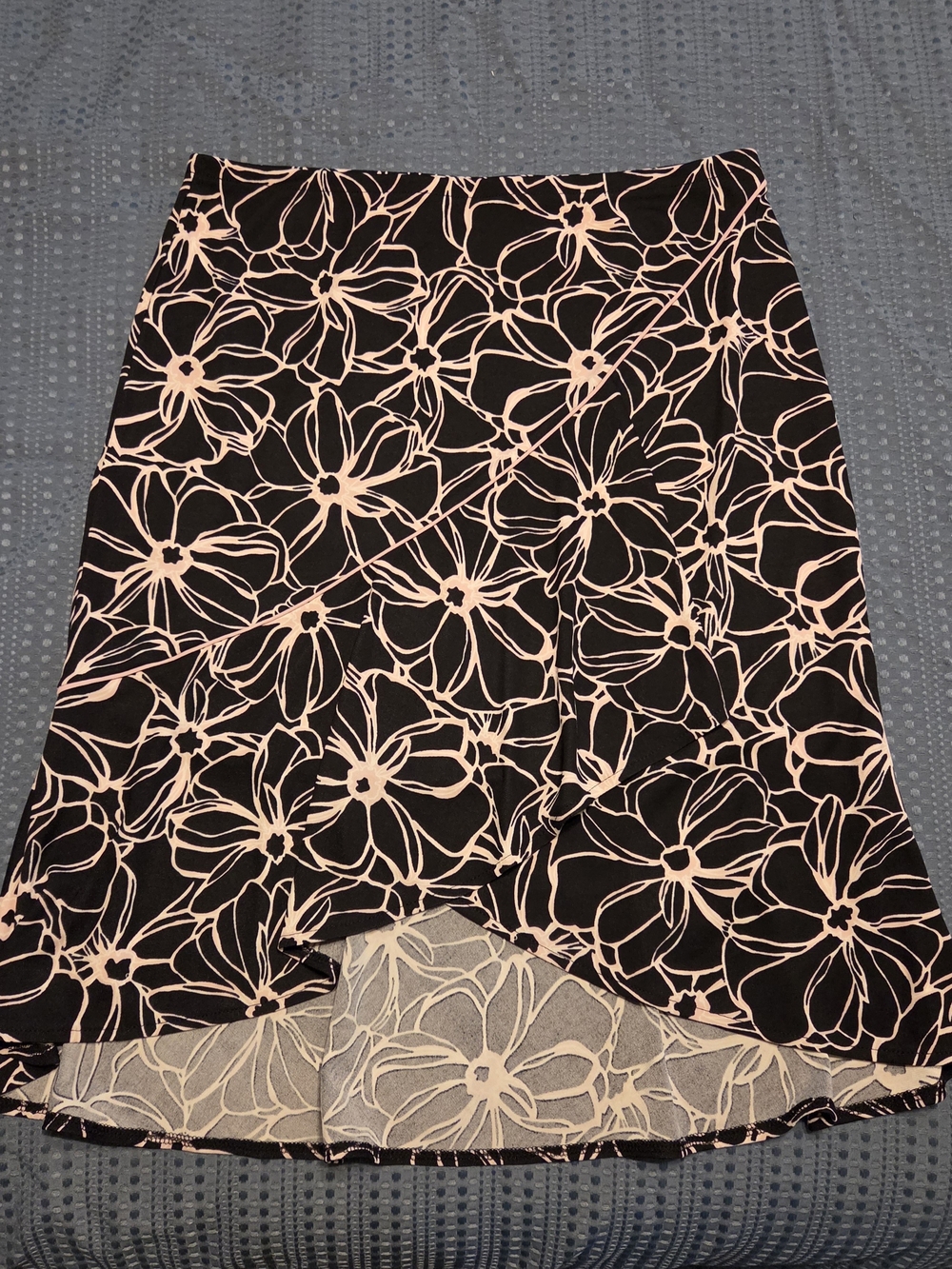 New York & Company Black Skirt with Blush Floral Print